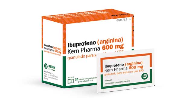 visto ropa Calumnia Interprete Ibuprofeno (arginina) Kern Pharma 600 mg granulado para solución oral EFG,  ahora en envase de 20 sobres